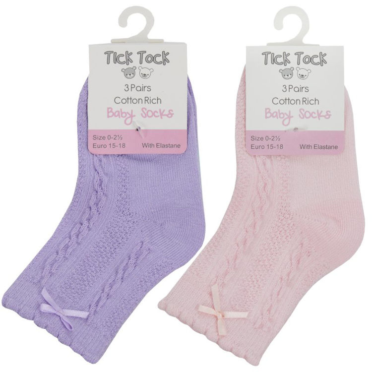 Picture of 44B963: BABY GIRLS 3 PACK CABLE/ BOW SOCKS